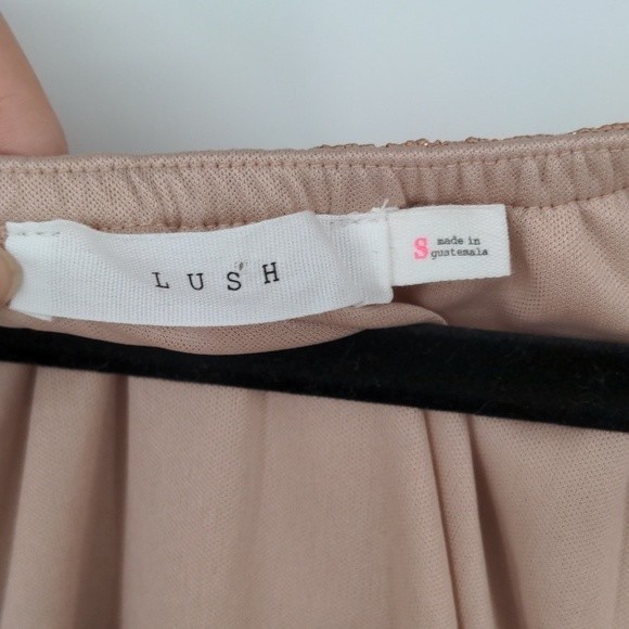 Lush Women's Bodysuit‎ Size Small Rose Gold Long Sleeve Ruffle Faux Wrap V Neck - Picture 6 of 16